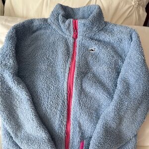 Vineyard Vines Blue Fleece with Pink Zipper